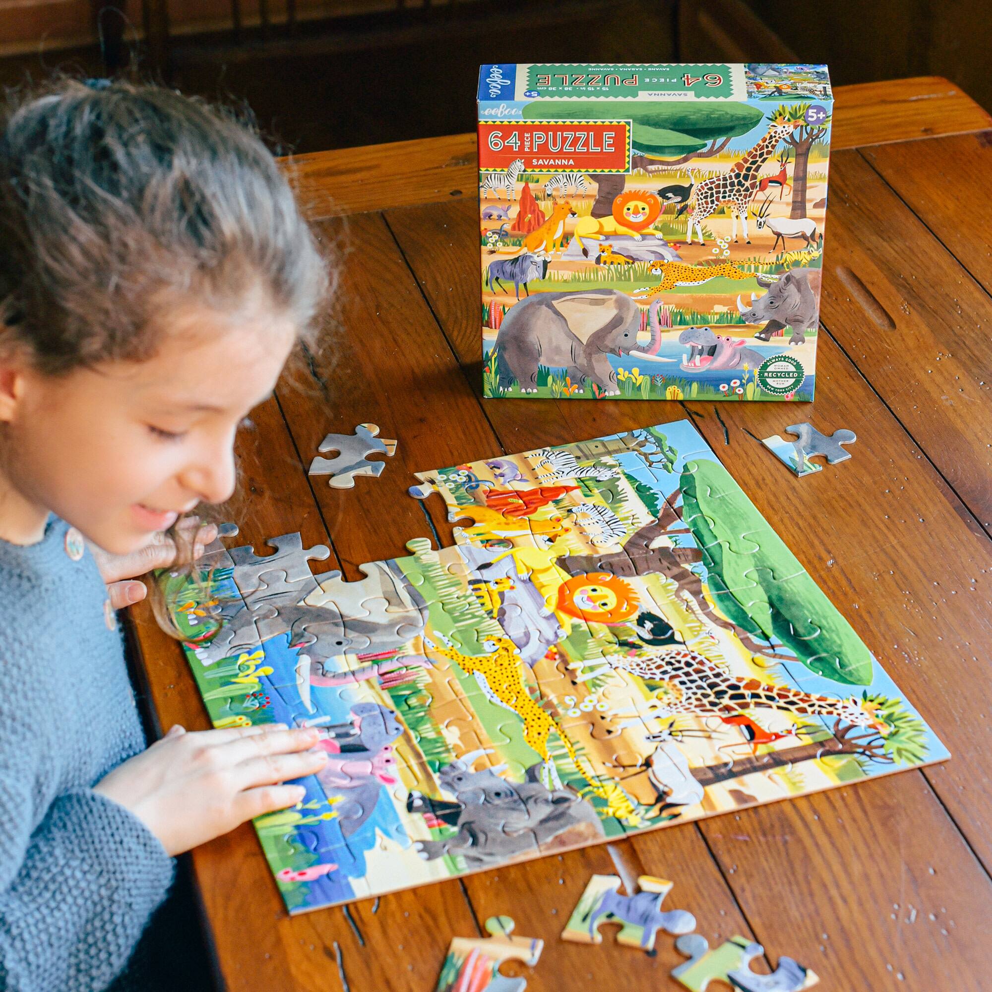 eeBoo Savanna 64 Piece Jigsaw Puzzle